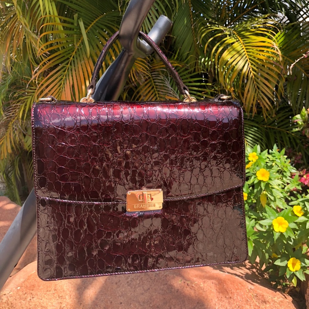 Brahmin Melbourne Pecan Crocodile-embossed handbag